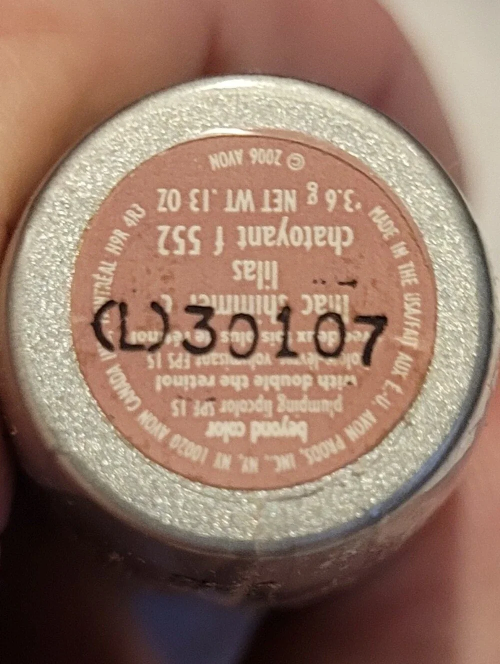 Vintage Avon Beyond Color Lilac Shimmer Silver Metallic Tube New In Wrapper